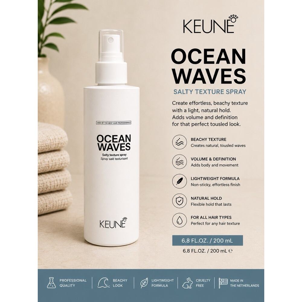 KEUNE Ocean Waves Salty Texture Spray 6.8 fl oz Beach Wave Hair Spray